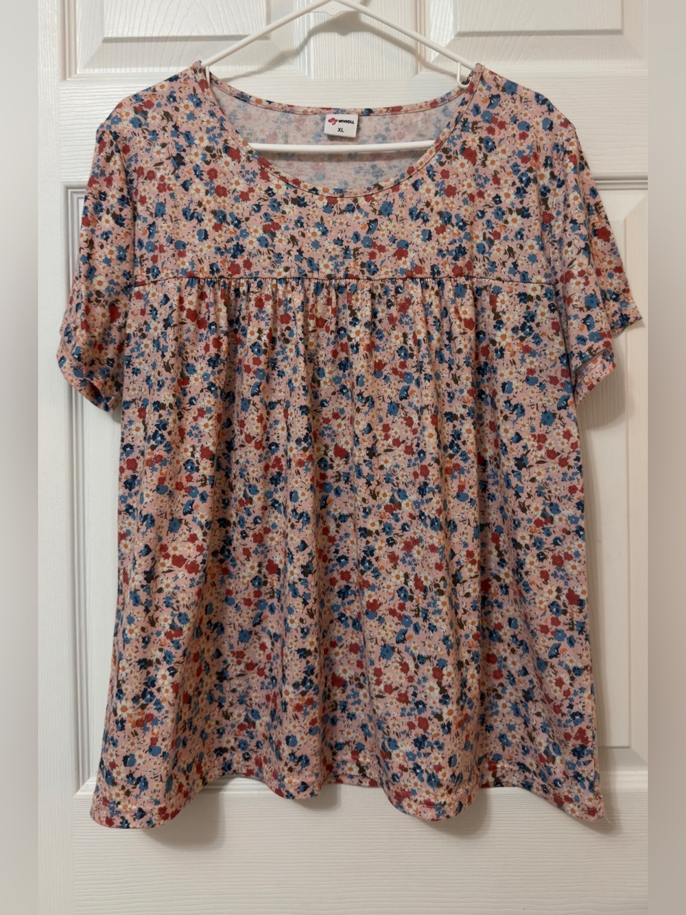 Floral Short-Sleeve Babydoll Tunic - Pink Multi